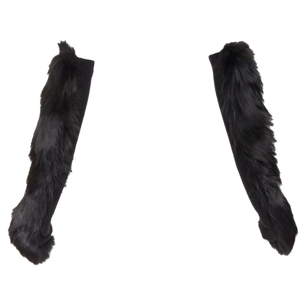 Balenciaga genuine fur chunky wool ribbed opera gloves